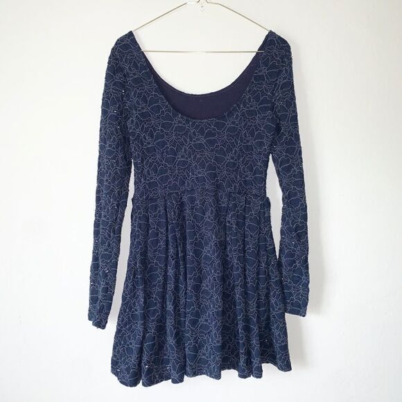 Free People Blue Lace Mini Dress XS - Picture 5 of 6